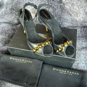 Donna Karan Collection transparent black and gold heels size 7 (37.5) NEW